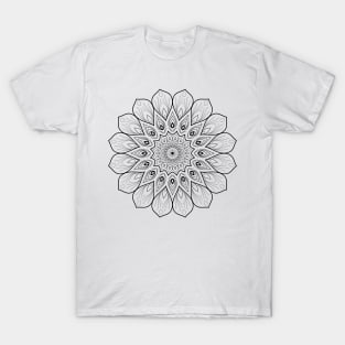 Intricate Pattern Mandala Black on White T-Shirt